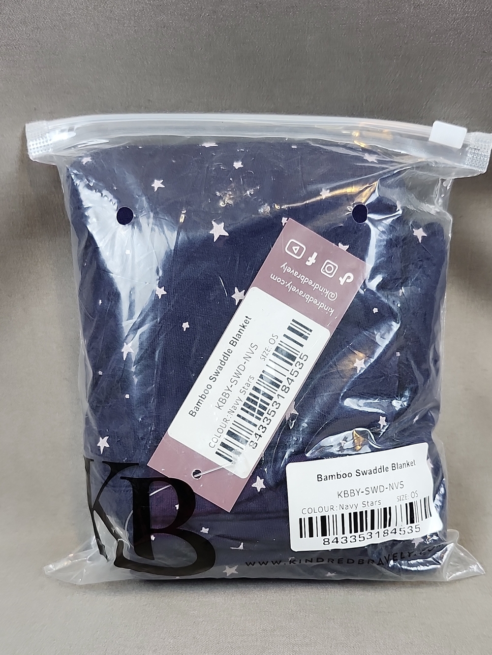 Kindred Braverly Bamboo Swaddle Blanket Navy Stars NWT